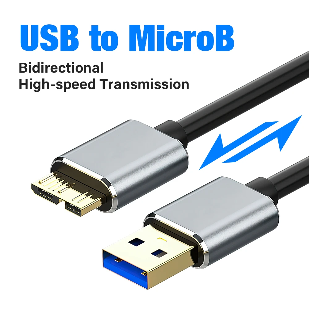 Gold plated USB 3.0 to Micro B Cable Hard Disk 5Gbps Data Transfer Fast Charger Cord for Samsung Toshiba WD Seagate HDD SSD
