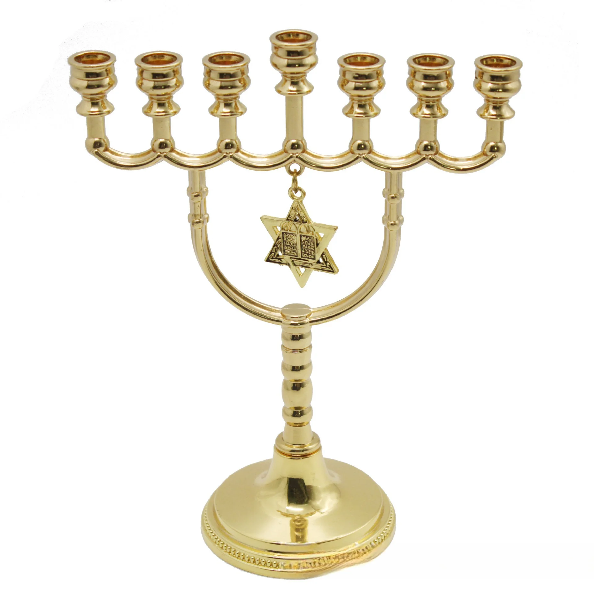 Zinc alloy seven headed candle holder gold hexagonal star pendant candle holder home decoration