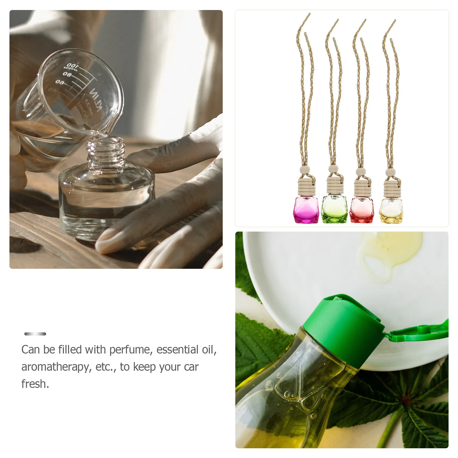 

10Pcs Hanging Perfume Bottle for Car Refillable Essential Oil Bottle Empty Air Freshener Container Portable Fragrance Dispenser