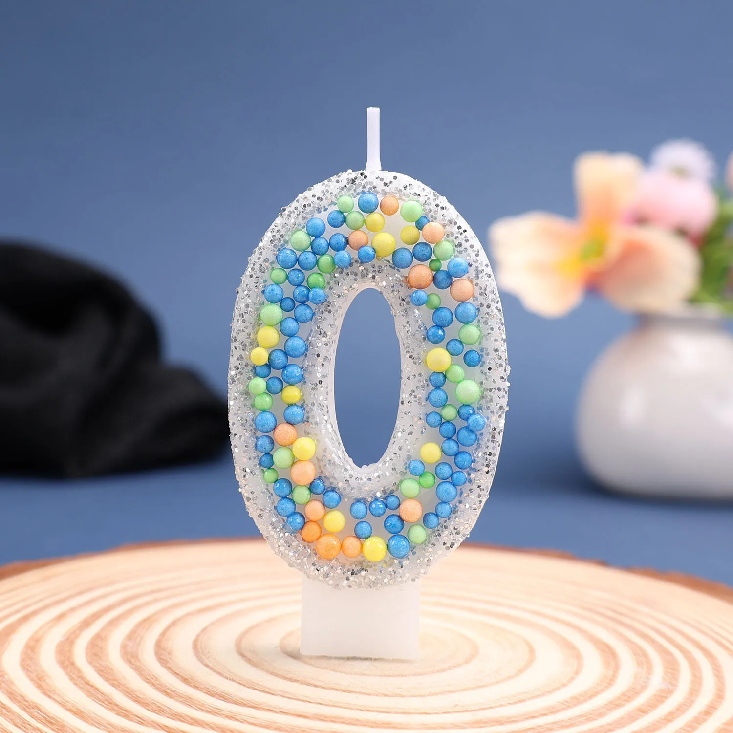 Silver Digital Candles, colorful rainbow candy Beads Accessory Candles, Party Gifts, Holiday Party Decoration Candles