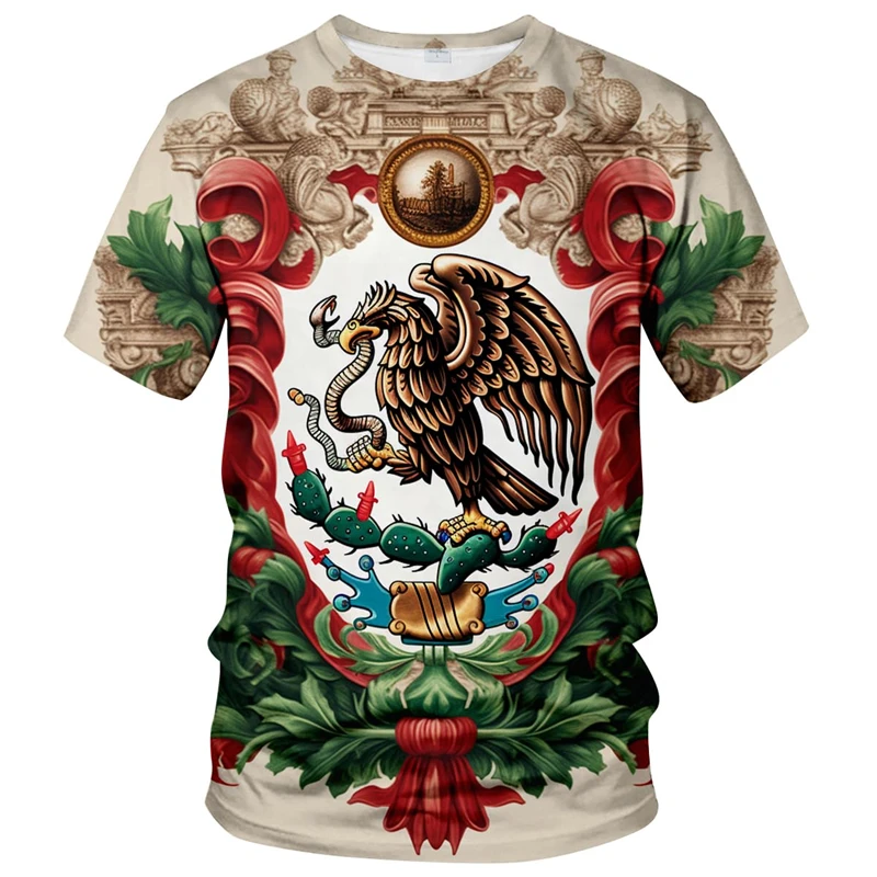 

New Men's And Women's Short-sleeved T-shirt Aztec Mexico Shirt 3D Digital Printed Casual Short-sleeved Tops High Quality Tees