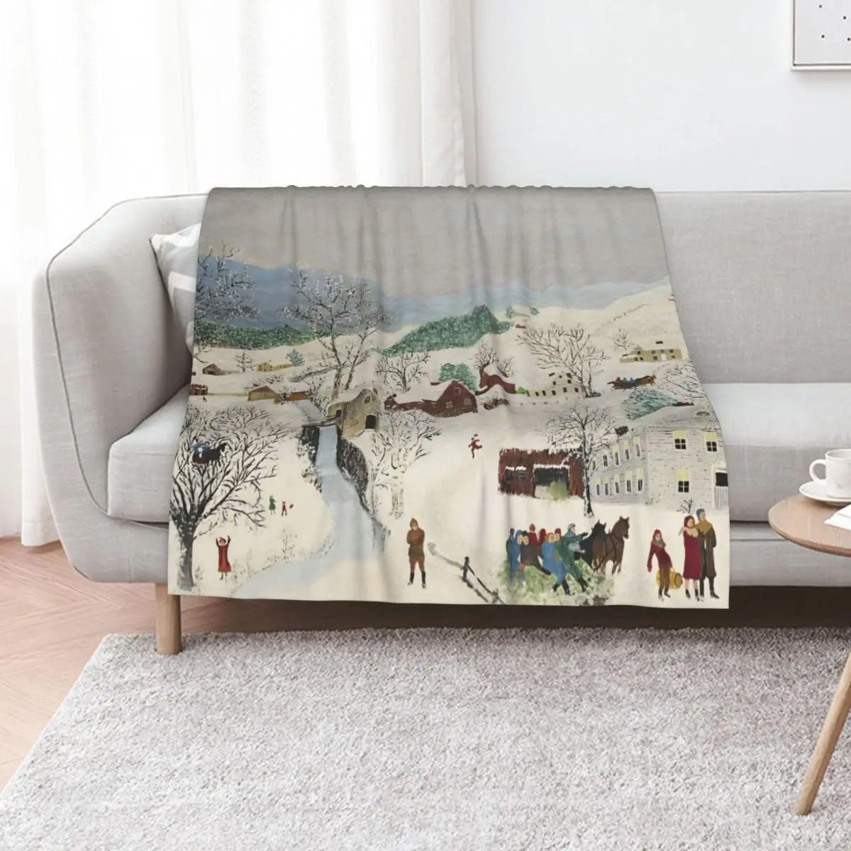 

Grandma Moses art Throw Blanket bed plaid Large Nap decorative Blankets
