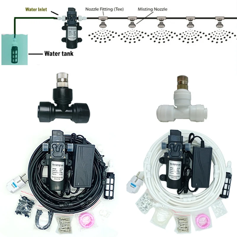 

Garden Water Mist Spray Electric Diaphragm Pump Kit Greenhouse irrigation Outdoor Misting Cooling System 6-18M