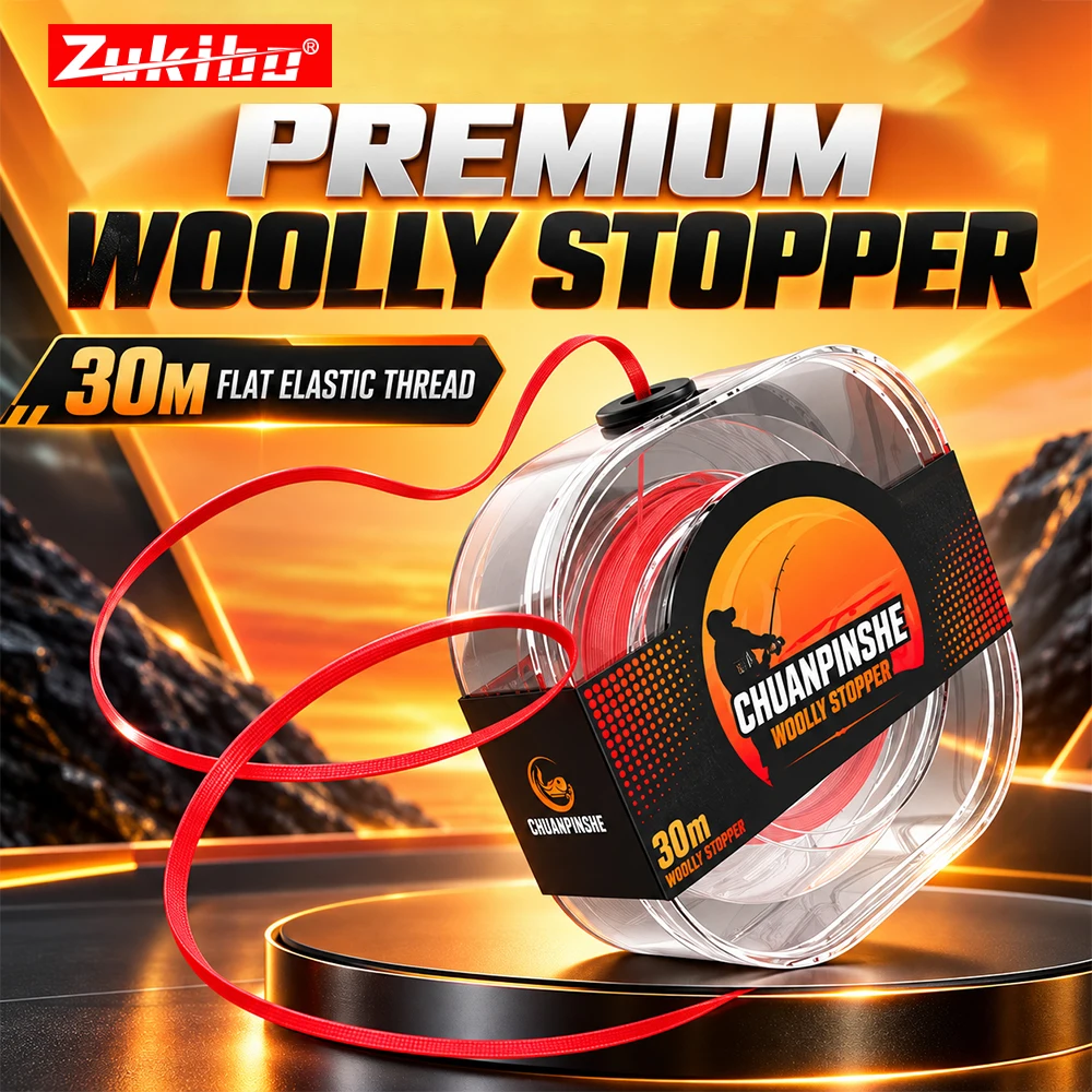 Fishing Line Dispenser - ZUKIBO 30M 伸縮性コットン製釣り糸ストッパー、滑り止め付きフロートストッパー。海水釣り竿用、フロート釣り具アクセサリー。