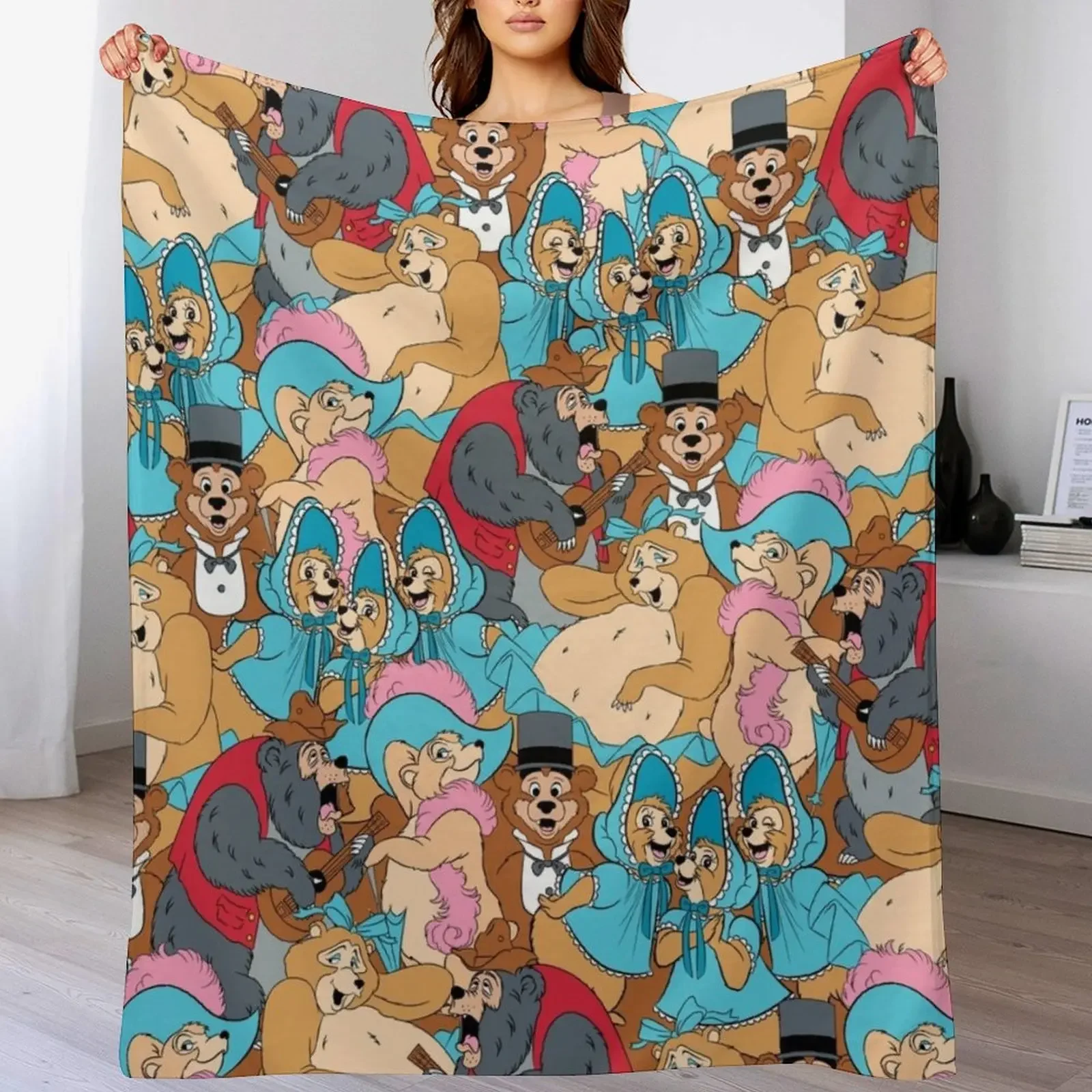 

Country Bear Jamboree Pattern Throw Blanket Plush Fuzzy Cozy Blanket for Couch Sofa