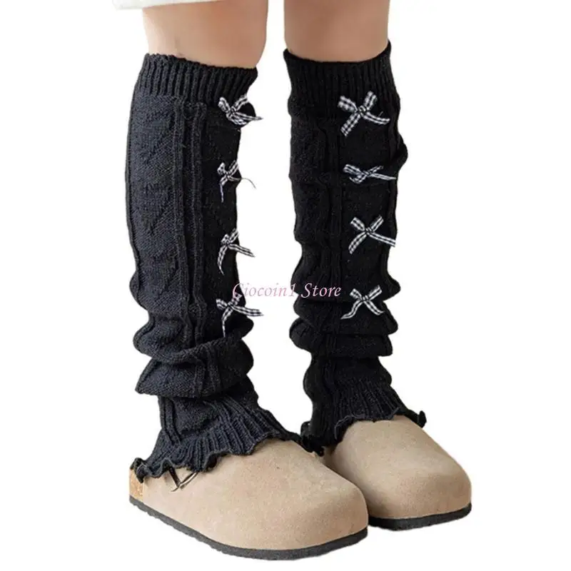 Y1UB 1 Pair Children Leg Warmers Girls Sweet Knitted Socks Kids Warm Foot Covers Spring Autumn Knitted Sock Sleeves