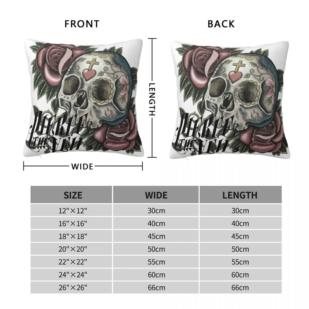 Pierce The Veil Skull Square Pillowcase Polyester Linen Velvet Creative Zip Decorative Throw Pillow Case Bed Cushion Wholesale