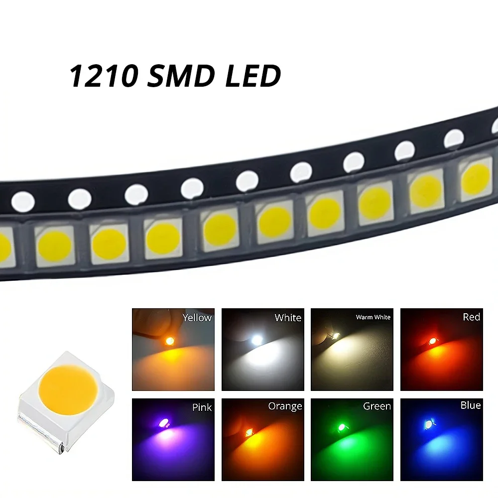 100 peças 1210 lâmpadas smt smd para festa de feriado decorações de natal atmosfera conta destaque emissor de luz diodos ultra brilhantes