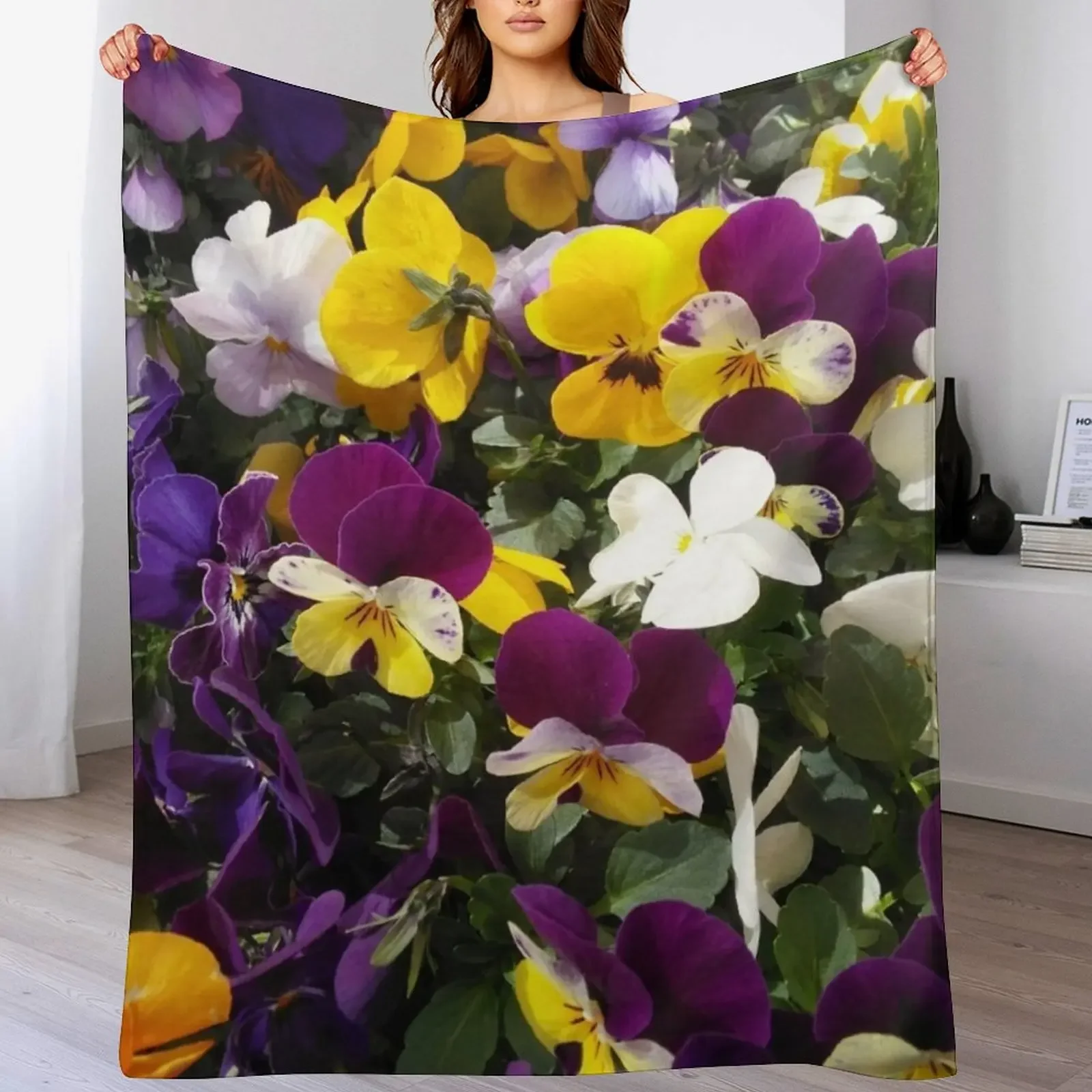 

Winter Pansies in Spring Throw Blanket Large for sofa Blankets