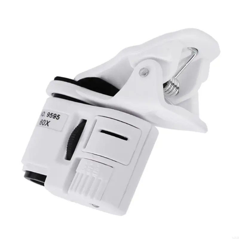 Clip Loupe Microscope 60x مع كاشف العملة للأشعة فوق البنفسجية LED Jewelry & Antique تقييم وصياغة وإصلاح المكبر N2UD