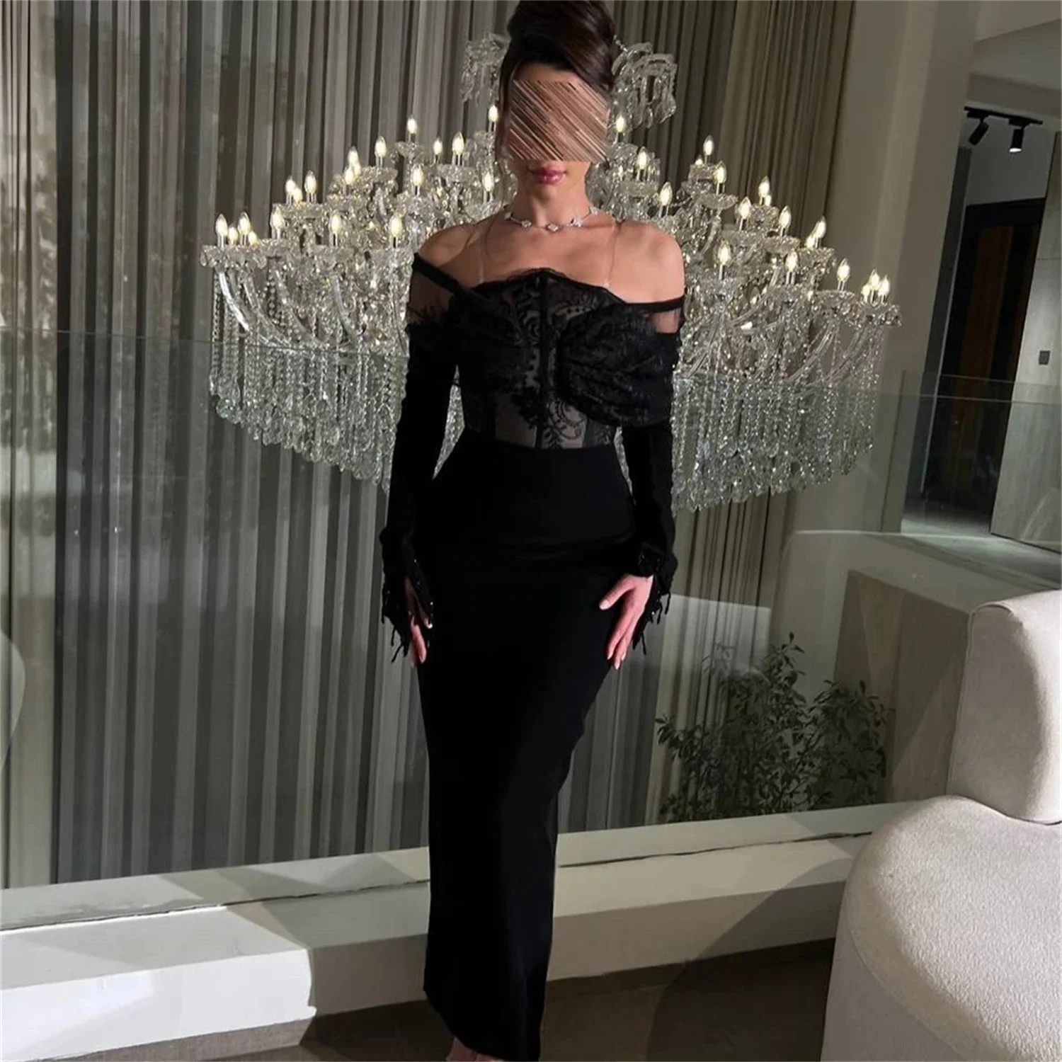 

Черное кружевное платье с длинными рукавами на заказ Вечерние платья для выпускного вечера Pastrol унисекс Джерси Ретро Дубай Саудовская Аравия по индивидуальному заказу