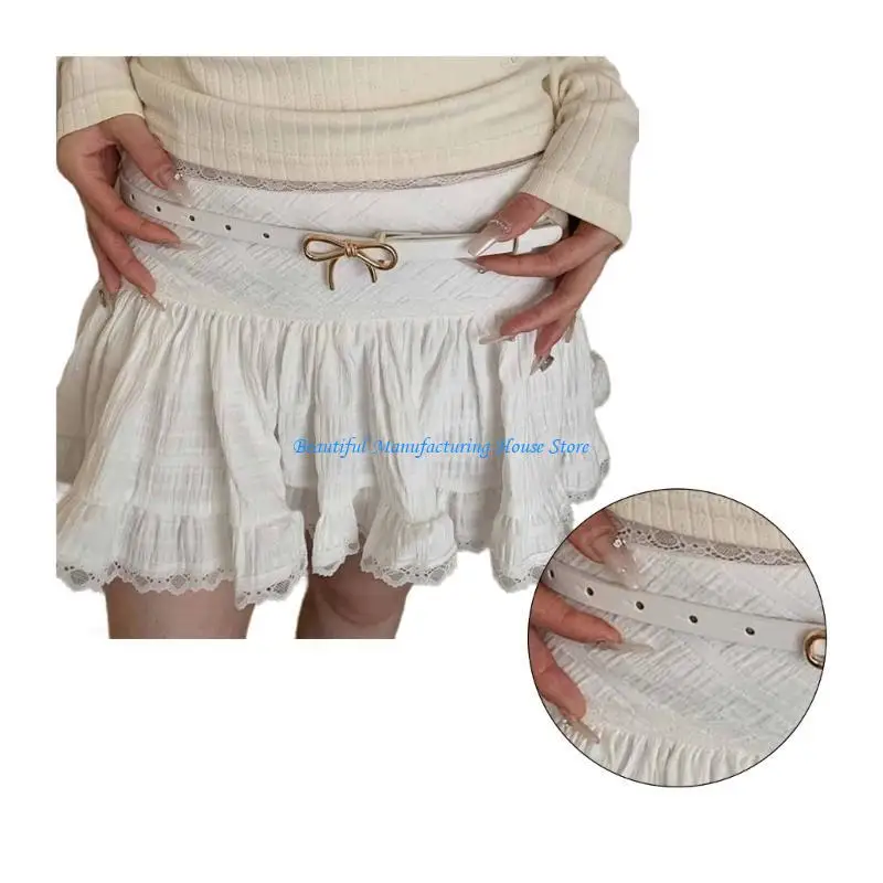 

E56A Practical Waist Belt with Bowknot Buckle for Adult Personality PU Waist Belts for Women Coat Dress Adjustable Length