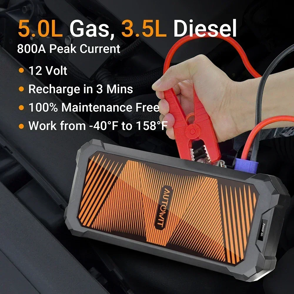 Imagem -02 - Autowit Supercap Lite 12v Jumpstarter sem Bateria até Gás 50l Motor 35l 700a Peak Car Starter