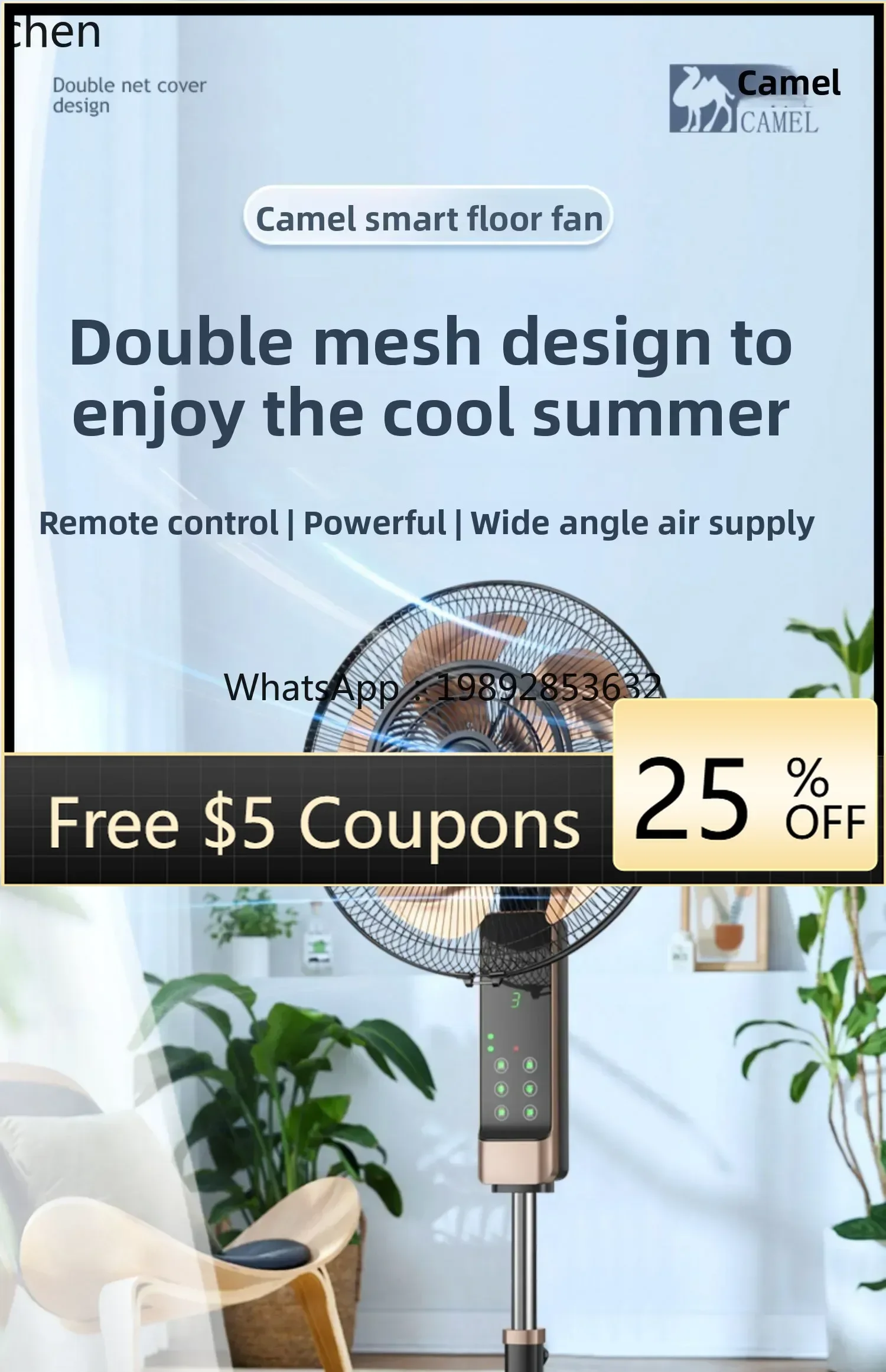 

ZZ electric fan floor fan household vertical sound light remote control table fan dormitory shaking head