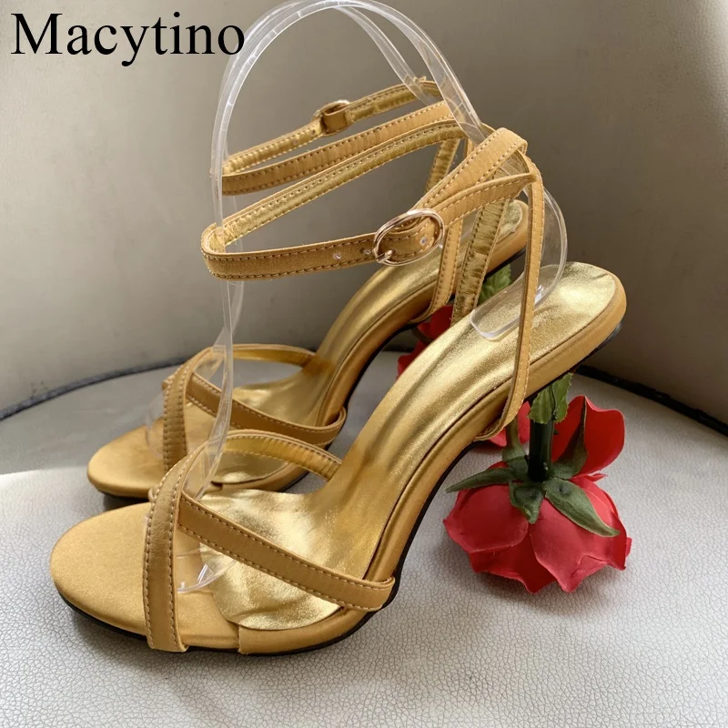 

2022 New Fashion Elegant Open Toe Rose Heel Ladies High Heel Sandals Stiletto High Heels Slippers Luxury Sandals Women Designers