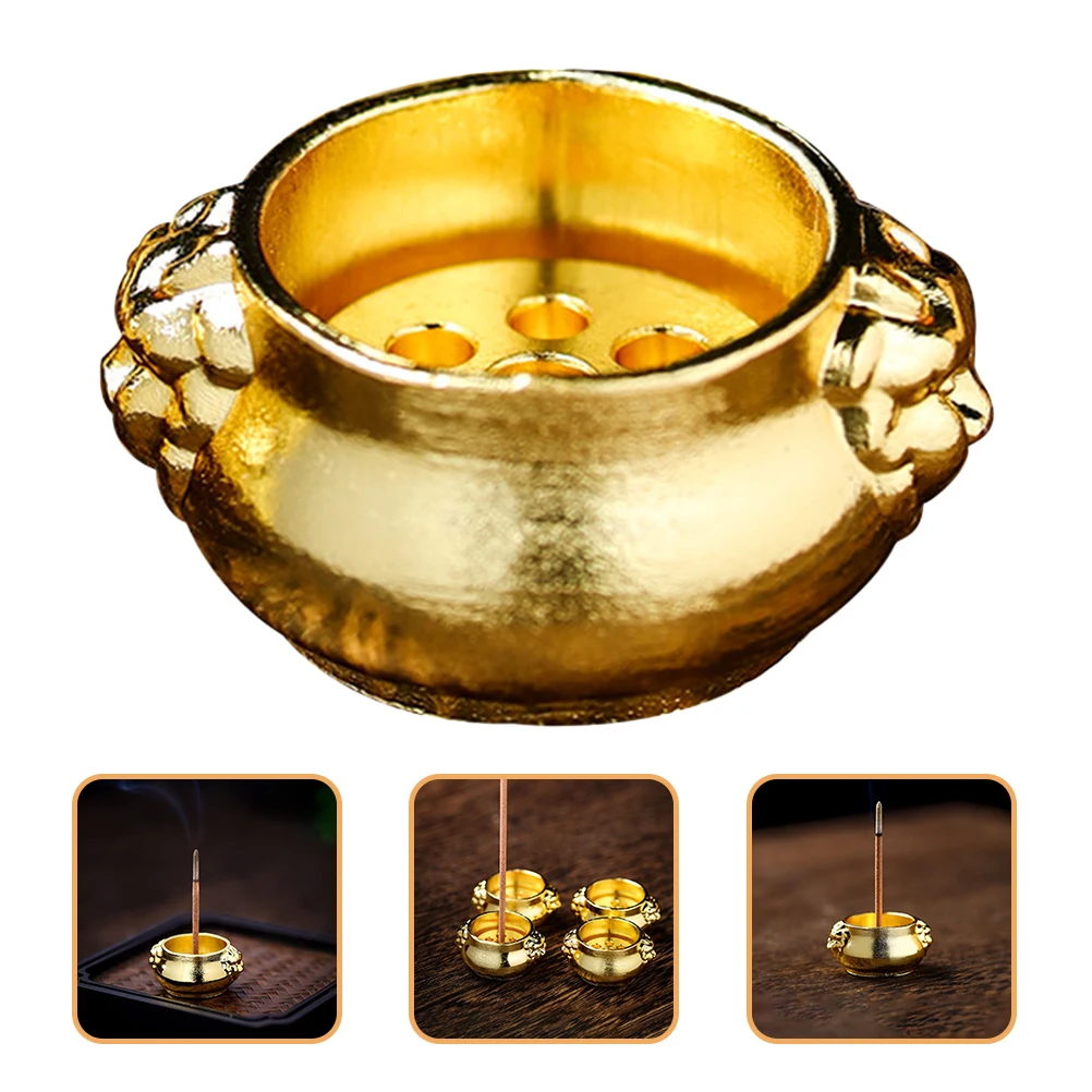 

2pcs Brass Incense Burner Censer Stick Holder Supplies Bowl Vintage Alloy Aroma Stove Lion Ear Design High Quality