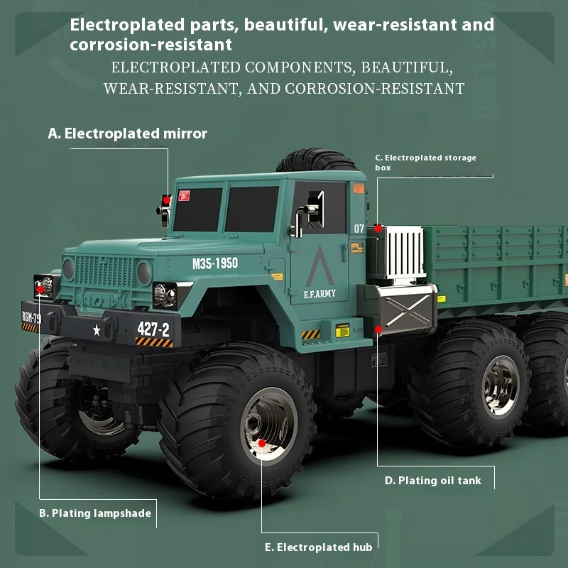 Nuevo camión de Control remoto militar de seis ruedas de simulación, juguete de modelo de transporte pesado para escalada todoterreno con tracción en las cuatro ruedas