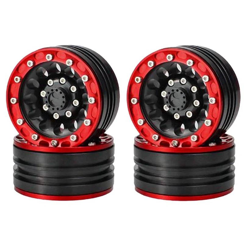 4Pcs RC 1: 10 Rock Crawler Wheels Cool Metal Alloy Rims 1.9Inch Beadlock Wheels Replacement Spare Parts For SCX10 CC01