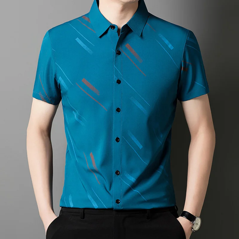 

Men's Turn-down Collar Short Sleeve Printed Shirts