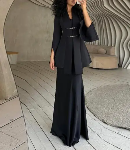 

Women's fashion casual slim fit long sleeved long skirt two-piece set, 2026 spring/summer new women's clothing