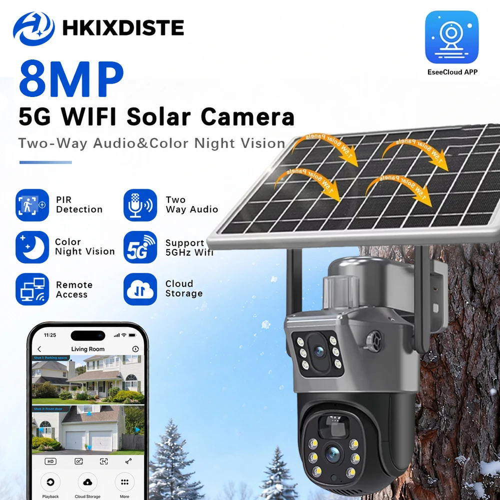 Home Security Cameras Wireless - 2.4G/5G Dual Band WiFi6 Eseecloud 8MP