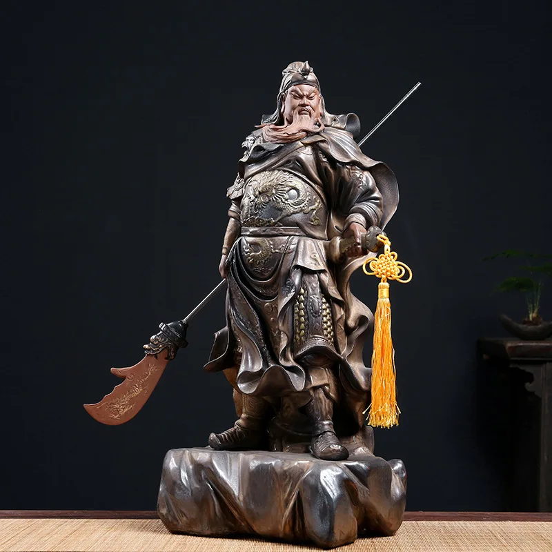 CZ God of Fortune Statue Guan Gong Ornament Lucky Town House Worship Ceramics Guan Yuguan Erye Statue Entrance Club Ornament