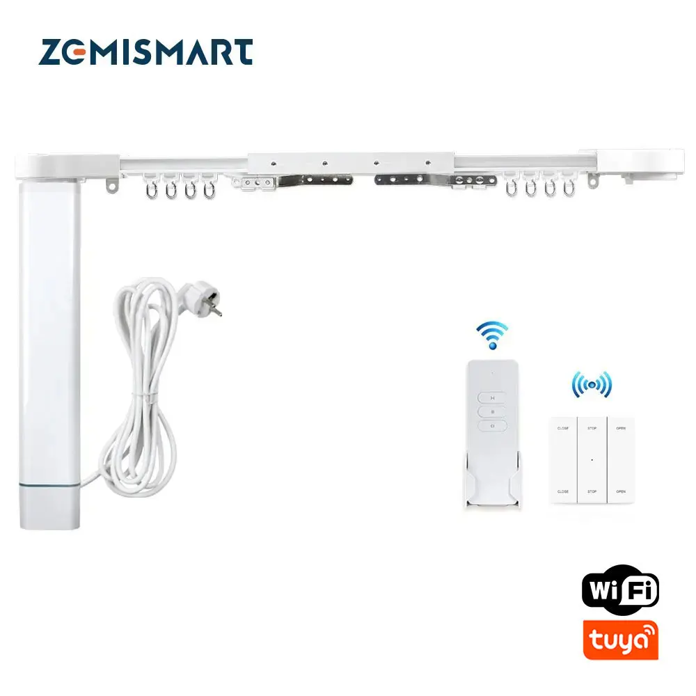 Zemismart WiFi Smart Curtain Motor with Track Alexa Echo Google Home Control via Tuya Electric Curtains Rod Broadlink RF433