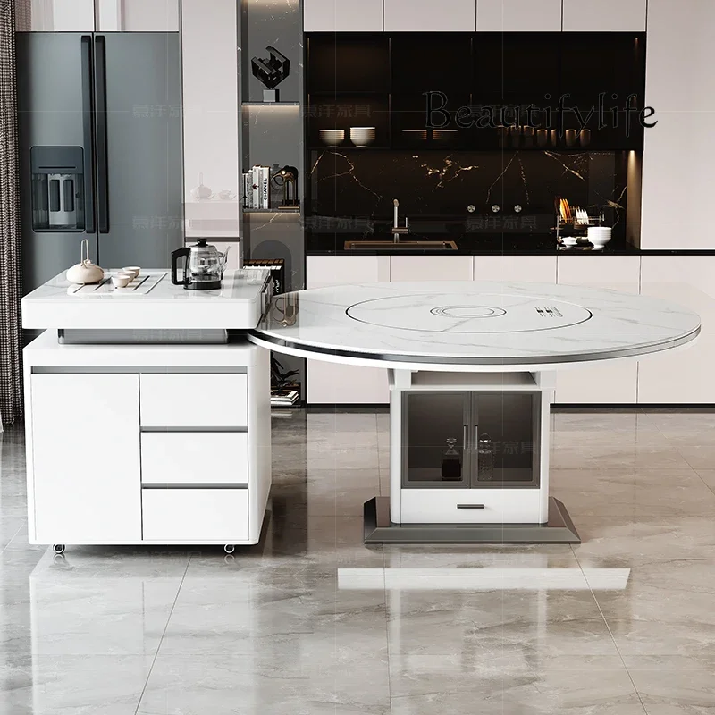 X-S  Small White Dining Tables Modern Wheels Drawer Nordic Extendable Dining Tables Restaurant Home Furniture HG