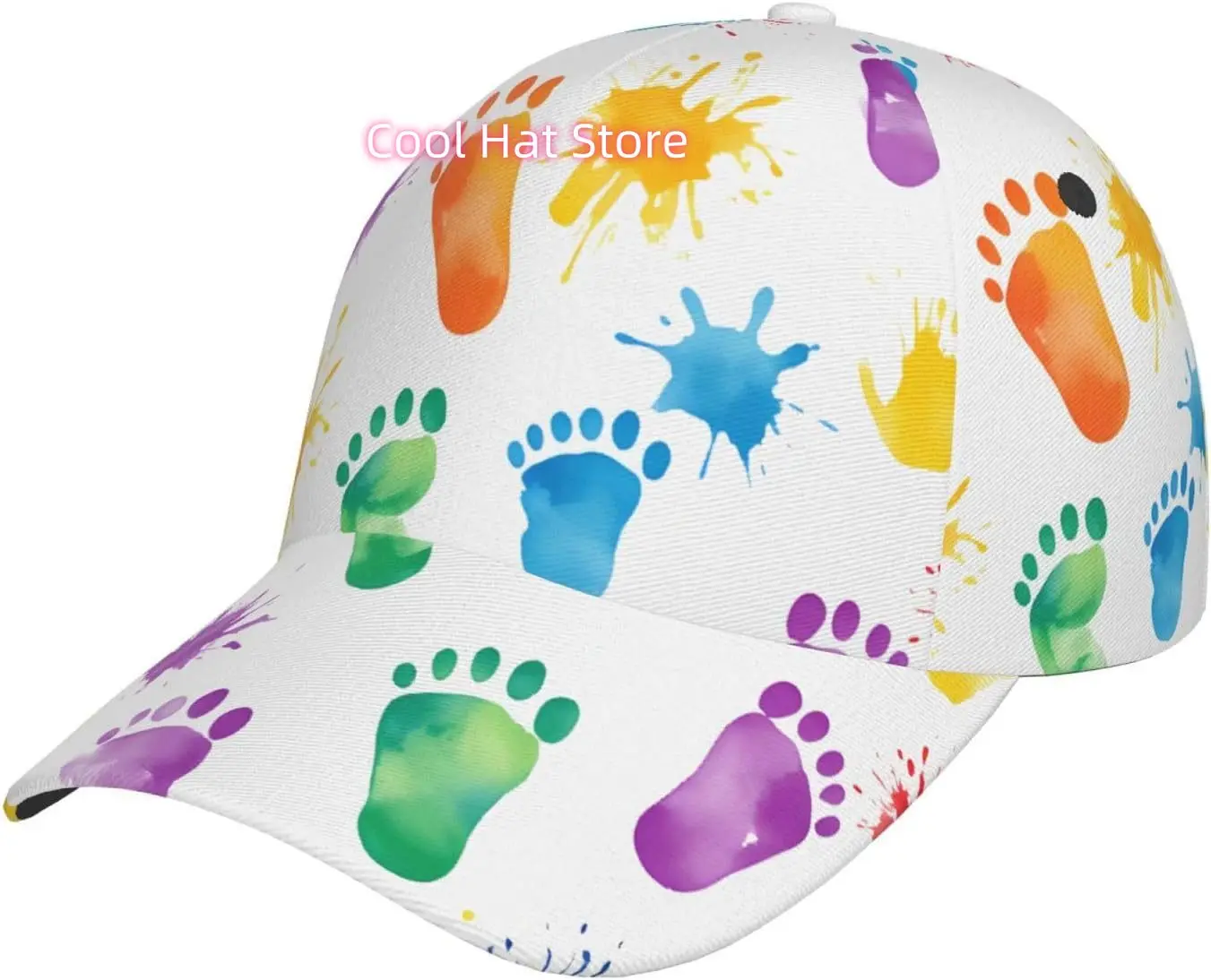 Vibrant Handprints Pattern Pattern Baseball Cap Adjustable Cotton Baseball Hat for Sports, Outdoor, Travel Gifts for Men Black