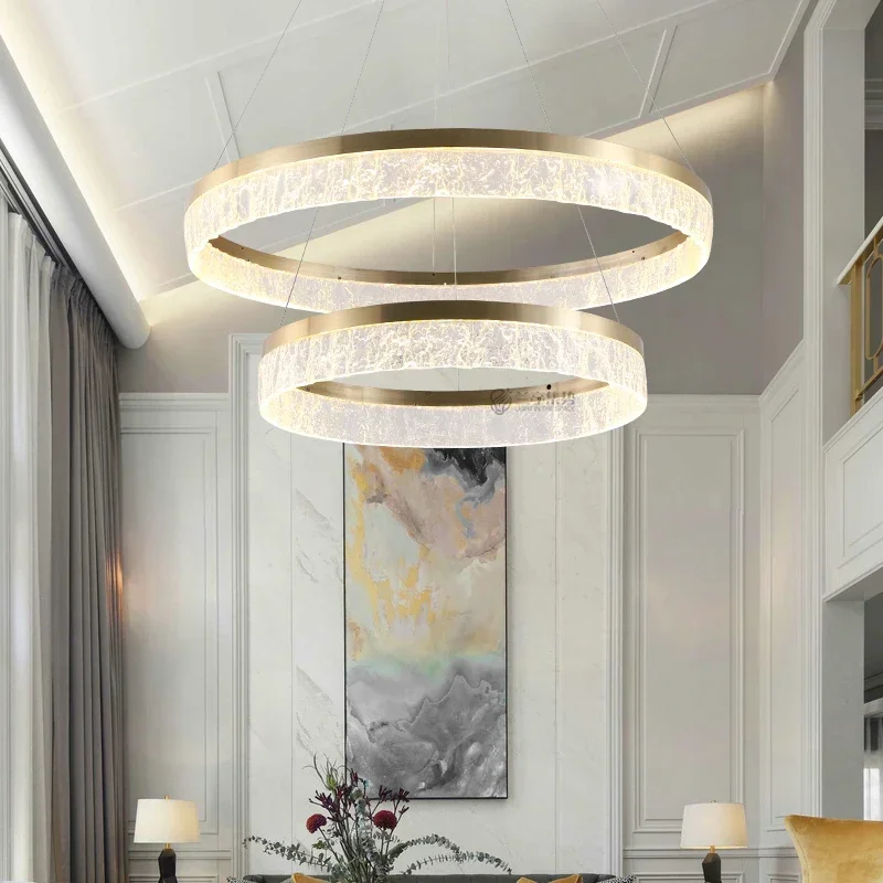 

Nordic Chandelier Resin Texture Lampshade Ceiling Hanging Lamp Luxury Villa Duplex Living Room Dining Hotel Hall Pendant Lamp