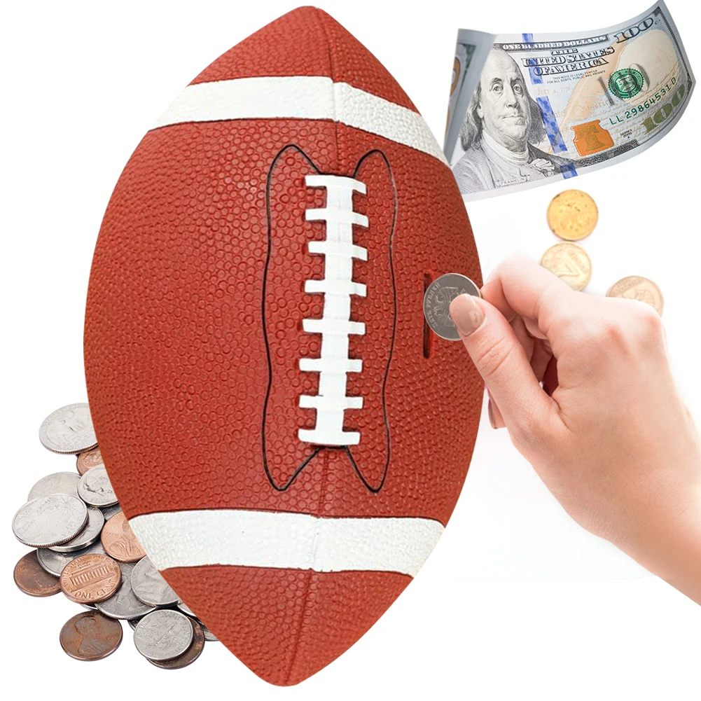 Football Piggy Bank Football Coin Bank Shatterproof Rugby Saving Bank Unbreakable Money Saving Box for Sports Fans