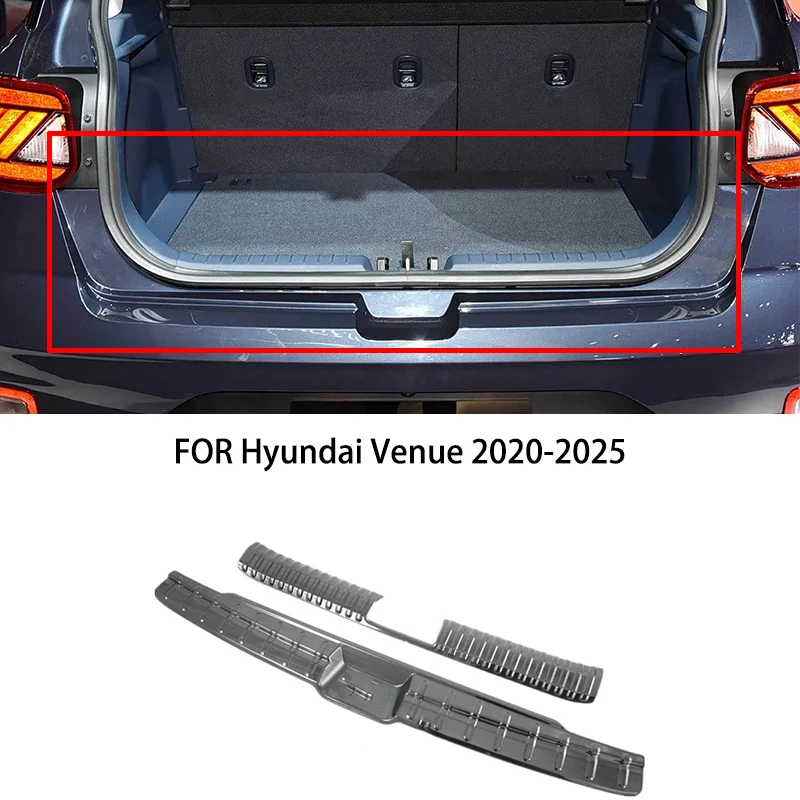 

Подходит для Hyundai Venue 2020-2025, нержавеющая сталь, хромированный черный, задний багажник внутри и снаружи, защитная крышка для бампера, накладка на порог