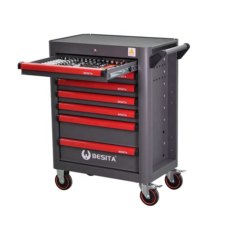 Workbench Tool Trolley Garage Auto Repair Metal Trolley Rolling Cabinet Box Automotive Tool Set