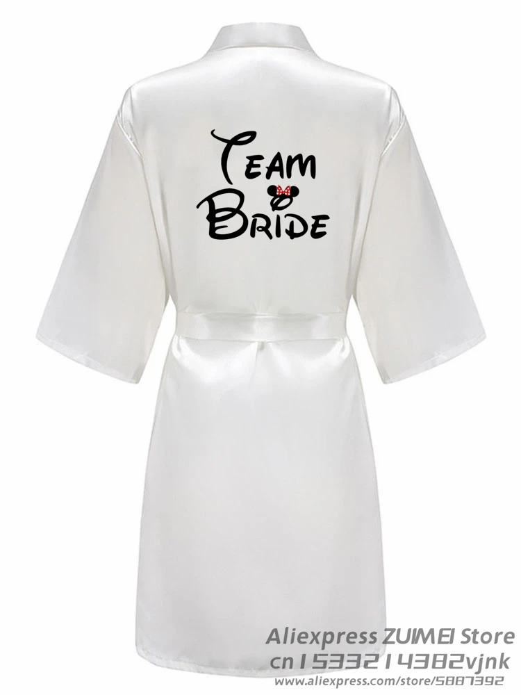 Wedding Party Team Bride Funny Women Wedding Dressing Gown Bathobe Bridal Party with black letters Robes Bridesmaid Robes gift