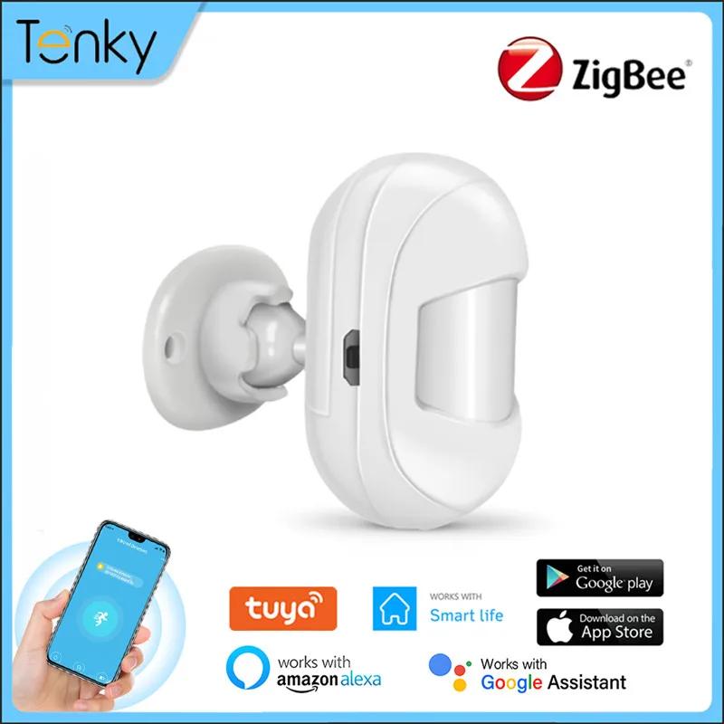 Tenky Zigbee PIR Motion Sensor With Battery Tuya Human Body Movement Detector Home Security Alarm SmartLife Support Alexa Google