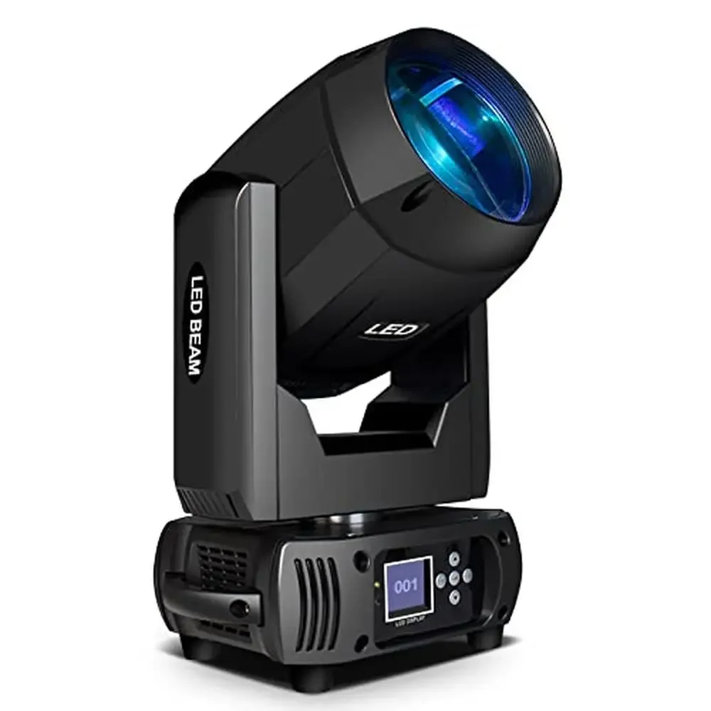 

150W LED Moving Head Beam Light 2.2° Beam Angle 14 Gobos 13 Colors 8/18 Facet Prism DJ Stage Lighting Large Aperture Black Round