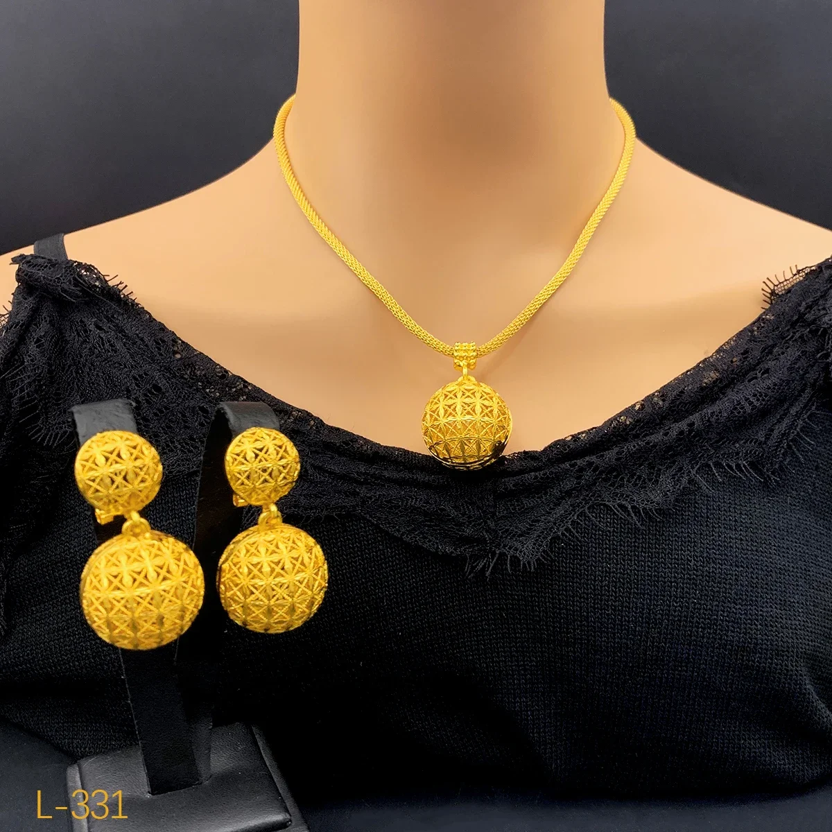 Dubai Ball 24k Gold Plated Jewelry Sets for Women Indian Bridal Costume Necklace Earrings Sets Nigerian Wedding Party Gifts