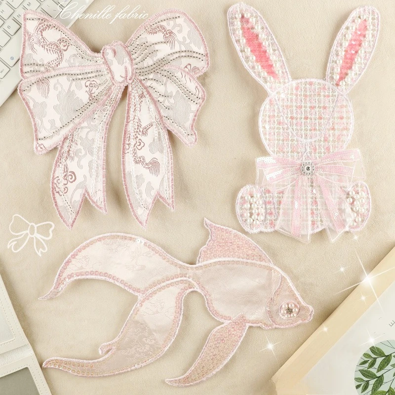 

Mesh bow lace embroidery sticker DIY accessories dress accessories cloth sticker