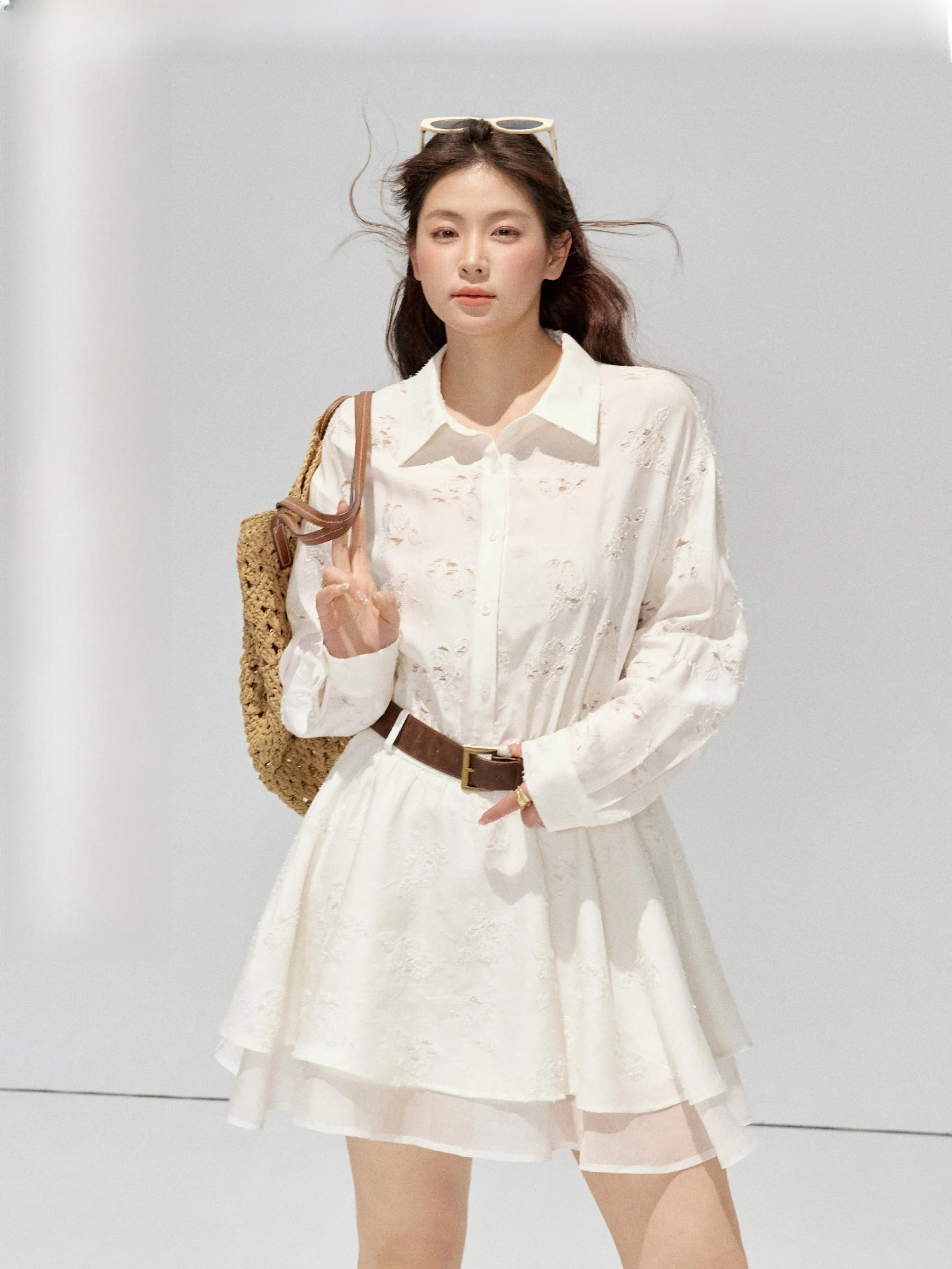 

JULULOOK Studio Large Size irt Dr Hollow out Design Casual Sle for Plump Women Summer Season A-Line Skirt Long Sve