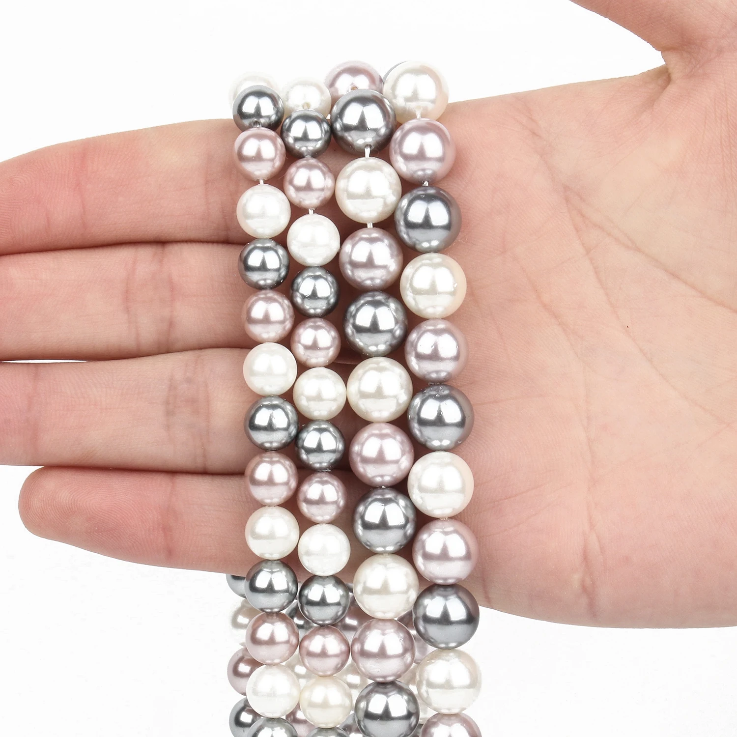 3 Colors Natural Freshwater Pearl Beads Smooth White Gray Purple Loose Spacer Pearls Beads For Jewelry Making DIY Bracelet