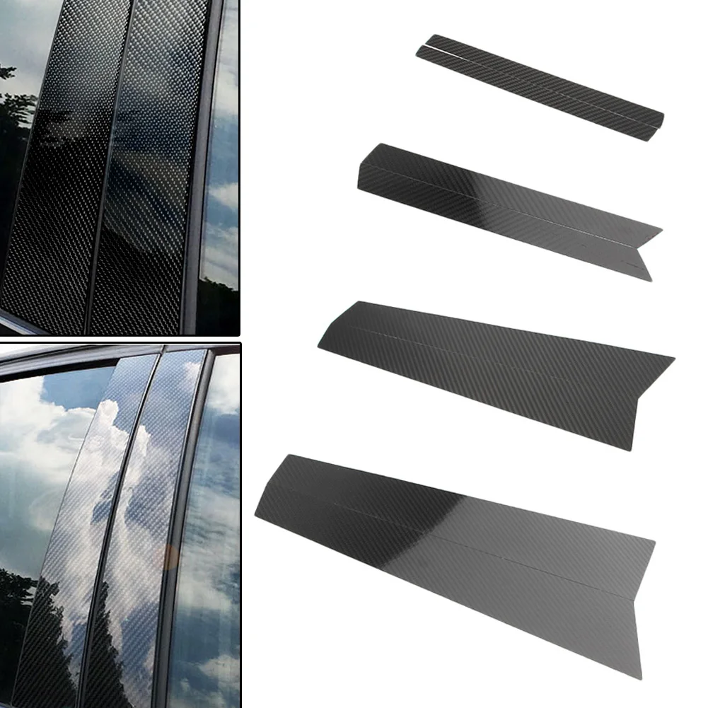 6 Pcs Car Window B Pillar Moulding Trim Carbon Fiber Decoration For BMW 6-Series E71 X6 2009 2010 2011 2012 2013 2014