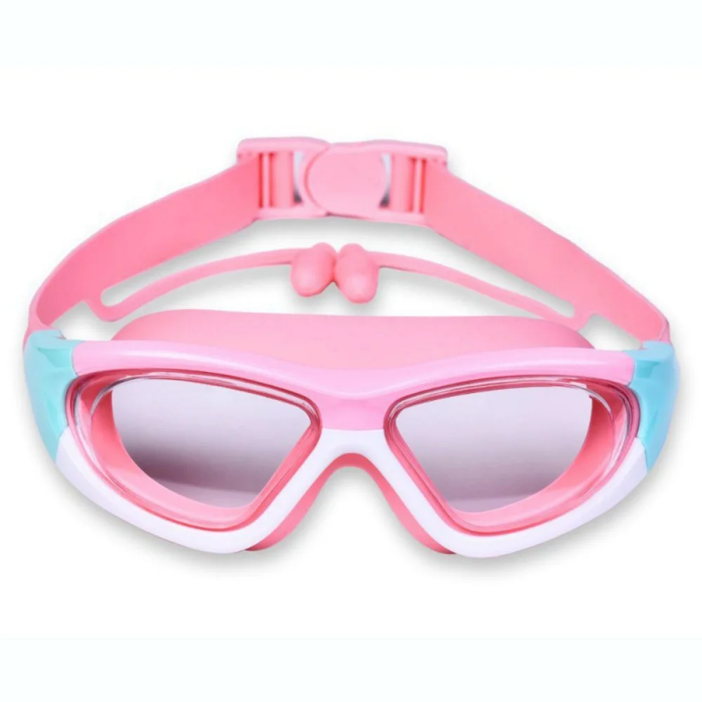 Children Swim Goggles Kids Swimming Pool Eyewear Waterproof Anti Fog Large Frame Water Glasses Connected Silicone Earplugs