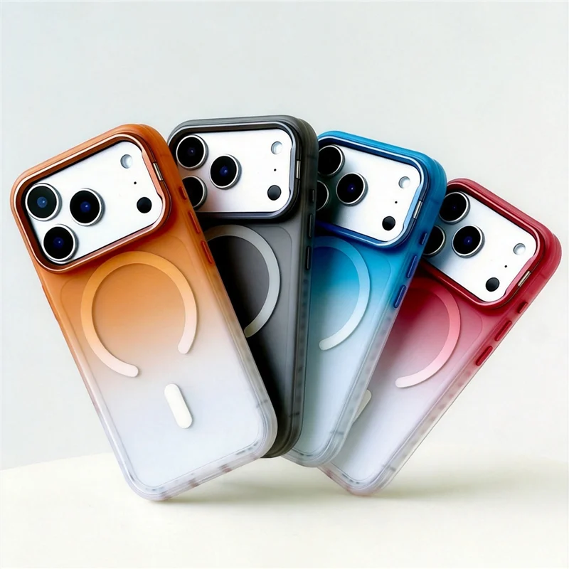 Flip Lens Holder Gradient Color Magnetic Case For iPhone 17Pro 18Pro 17Pro Max For Magsafe Matte Protective Hard Phone Cover