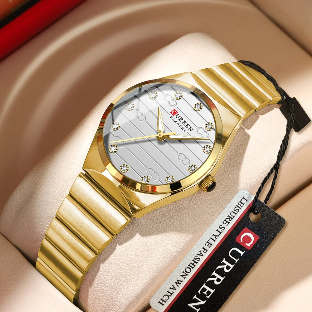 CURREN Luxury Stainless Steel Watches Female Classic Round Dial Quartz Watch Women Business Wristwatches Wrist Jewelry Reloj