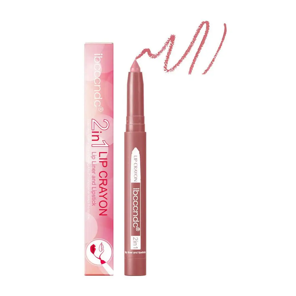 Ibcccndc Nieuwe Twee-In-Één Lipliner Waterdichte Roterende Matte Niet-Make-Up Voering Lip Niet-Drogende Lippenstift O6a1