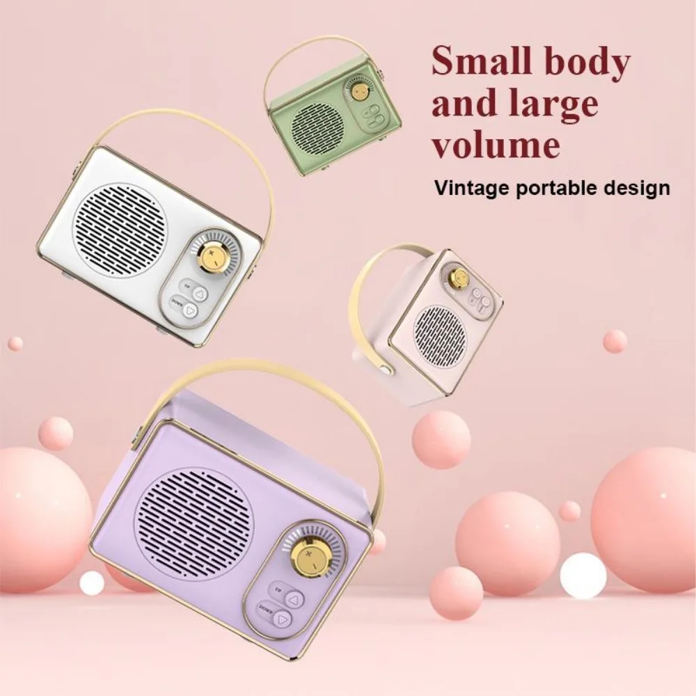 مكبر صوت بلوتوث محمول ريترو مع راديو FM ستيريو لاسلكي صغير، فتحة بطاقة TF بصوت عالٍ ومشغل MP3 لهاتف iPhone Android