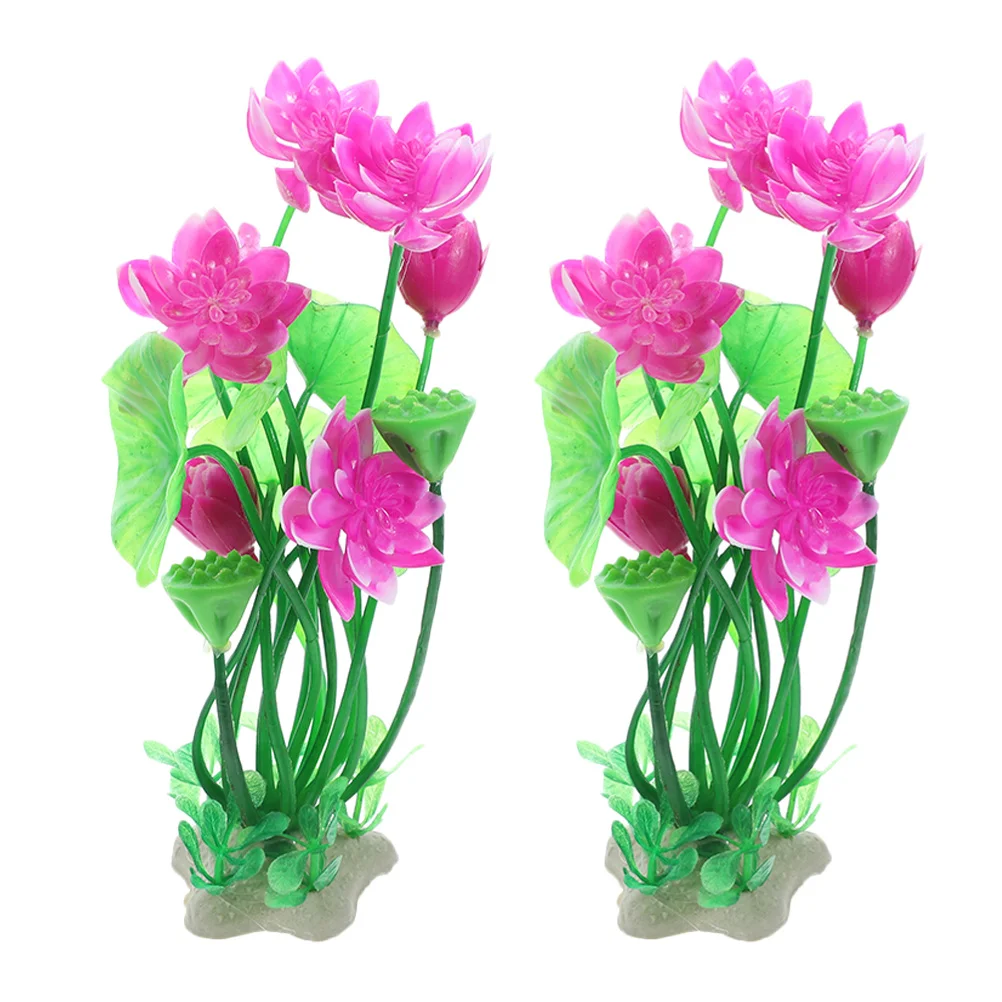 

2Pcs Artificial Aquarium Lotus Shaped Decoration Smooth Safe Plastic Fish Tank Ornament Aquatic Plant Hideout Fish Tank