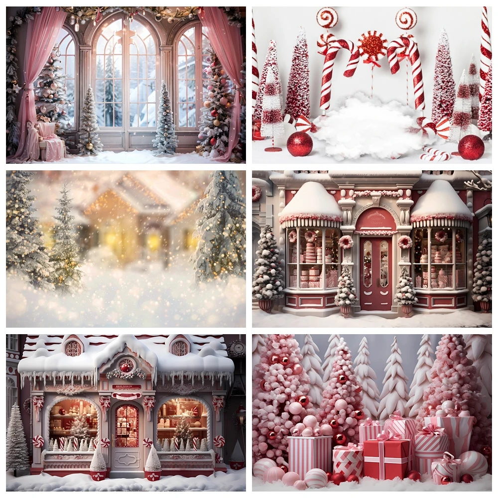 

Christmas Backdrop Xmas Tree Fireplace Window Gifts Santa Claus Brick Wall Winter Adult Family Party Baby Photography Background