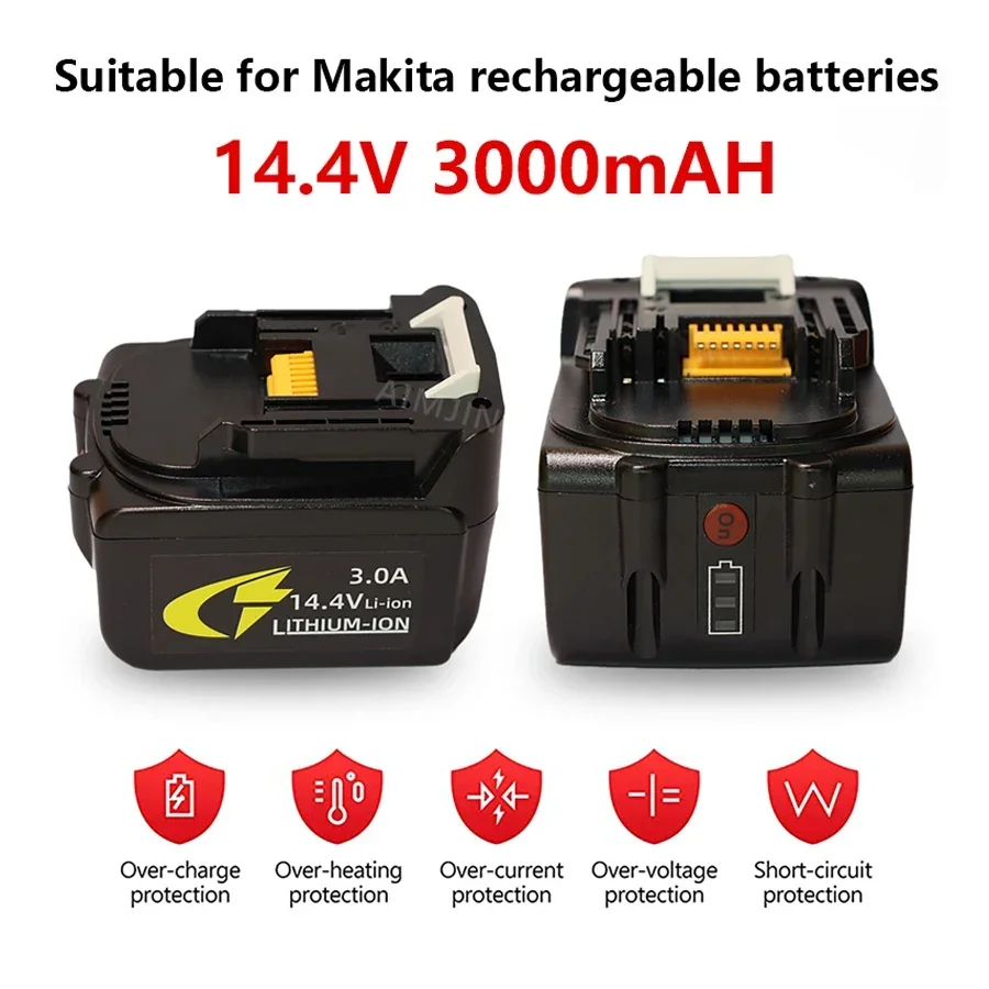 3000mAh Lithium 14.4V Power Tools Rechargeable Battery for Makita BL1415 BL1430 BL1440 BDF343 BHP441 DF445D TD135D BML145 BML184