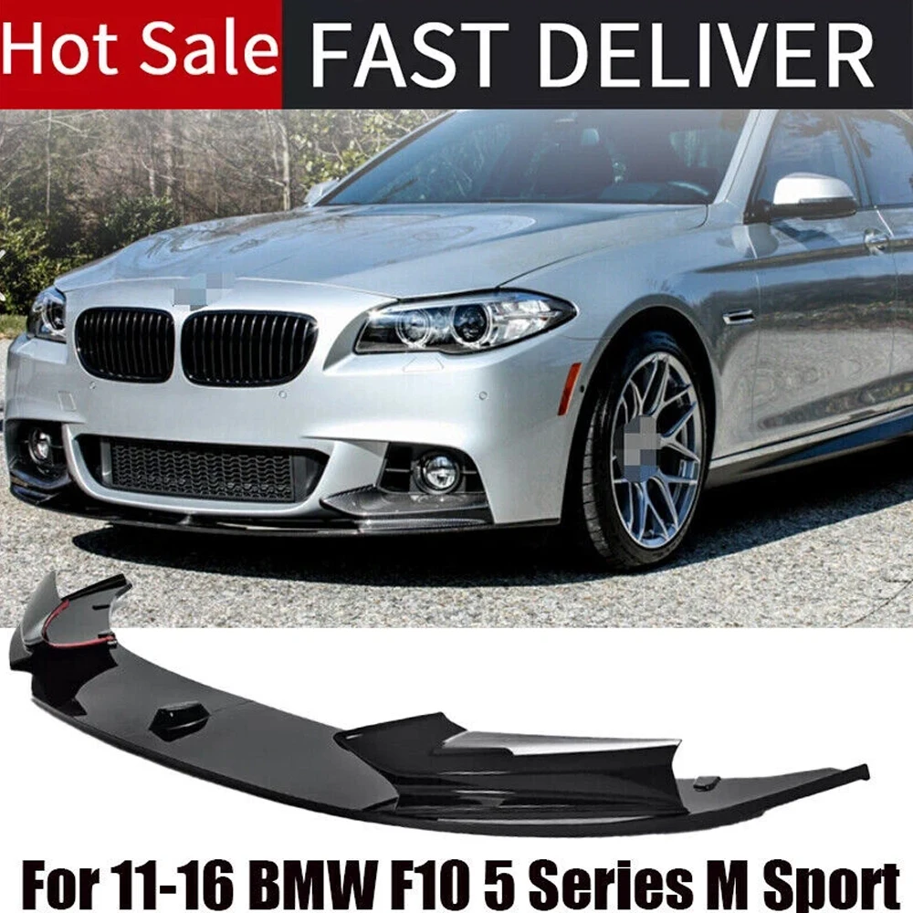 Calidad coche parachoques delantero labio alerón divisor negro brillante para 2011-2016 BMW F10 5 Series M Sport
